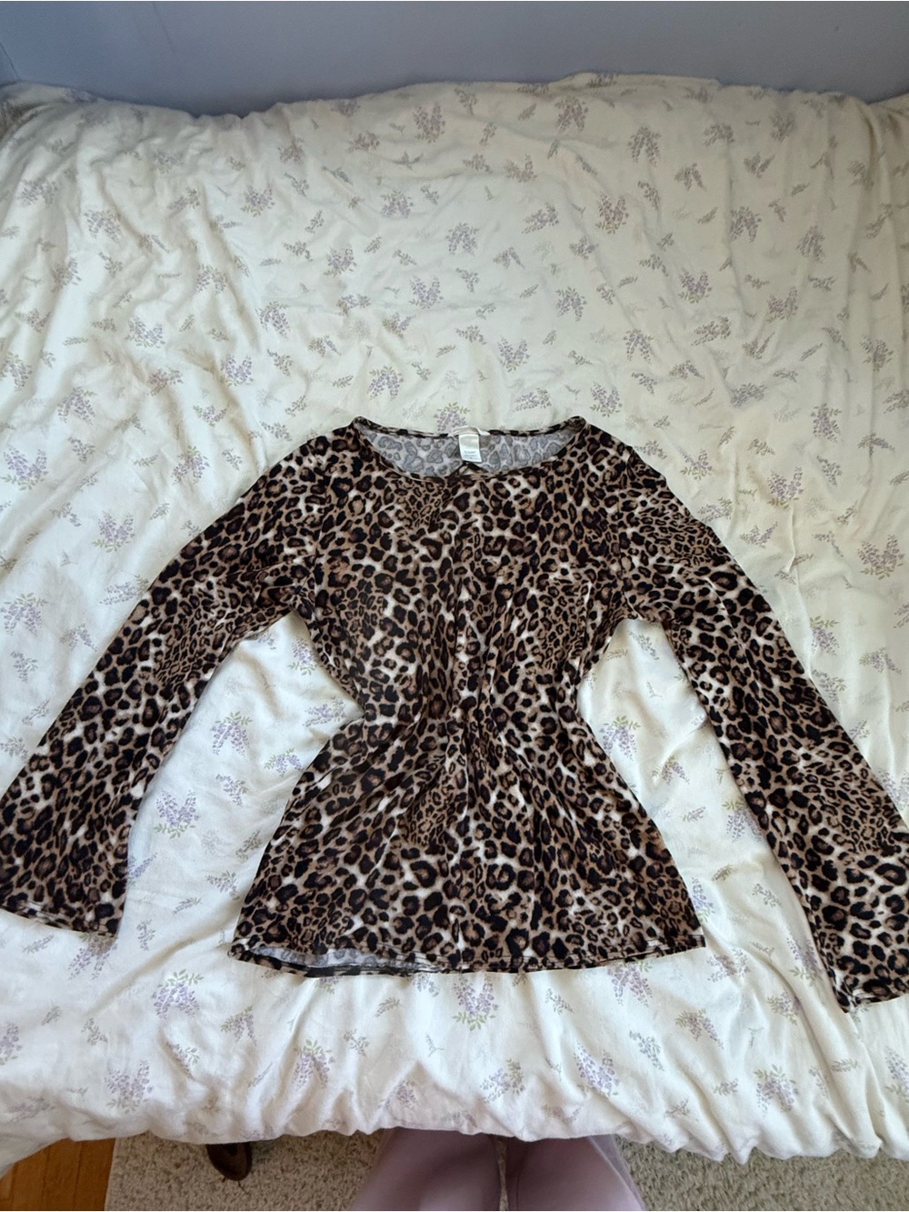 Leopard Print Long Sleeve Tee - Brown